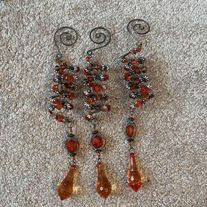 Christmas amber hanging beaded ornaments set of 3
